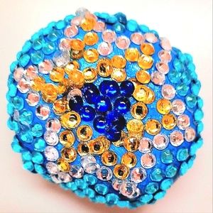 STAR OF DAVID Beautiful One-Of-A-Kind Painted Rock with Multicolored Rhinestones
